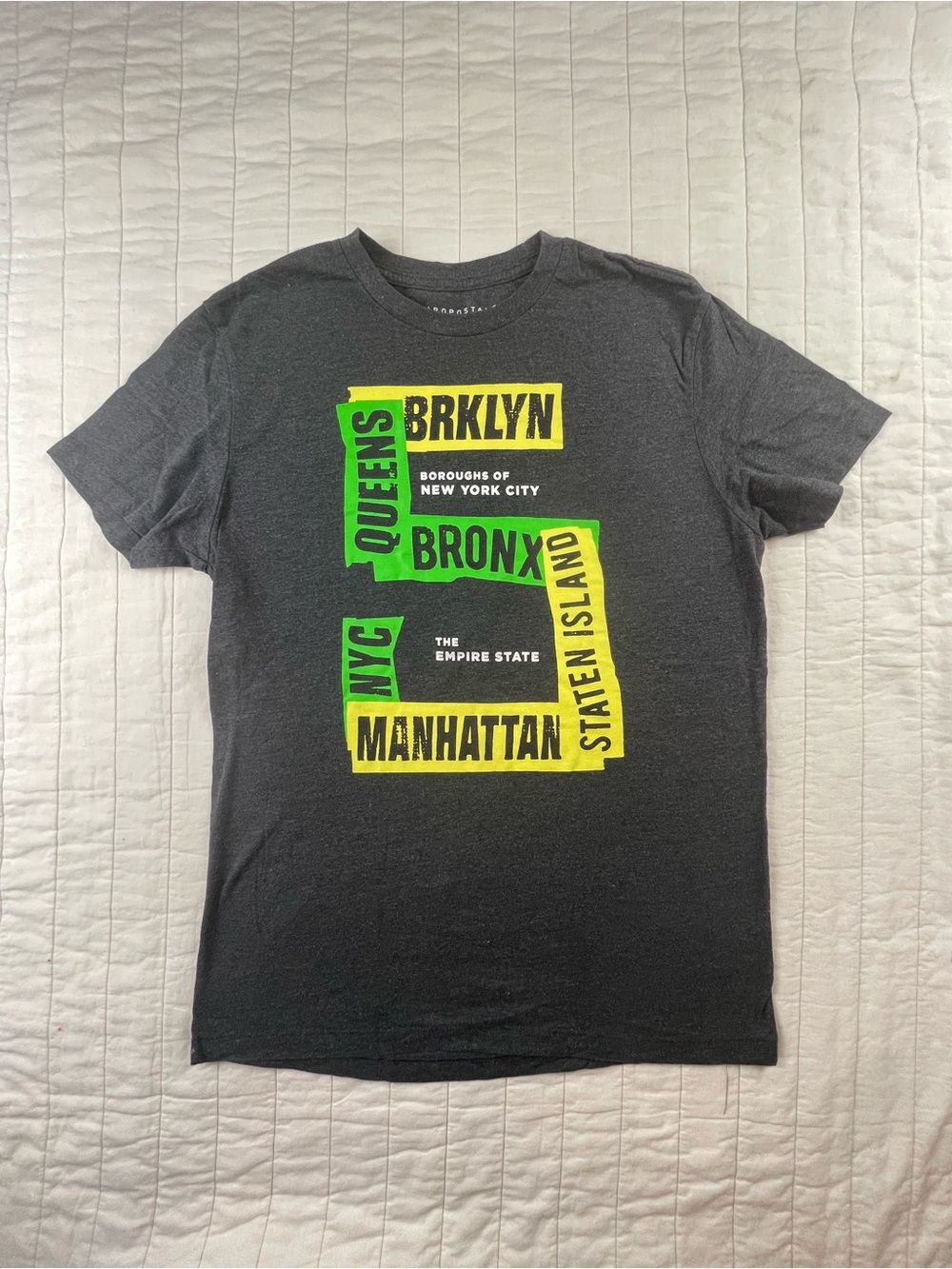 NYC 5 Boroughs Charcoal Grey Graphic Tee Medium